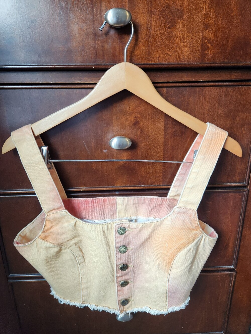 Milk It Button-Front Cropped Tank Top Sz 12 Fringe Coquette Ren Faire